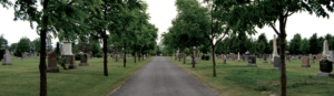 Allée centrale du cimetière traditionnel - Cimetière Saint-Jean